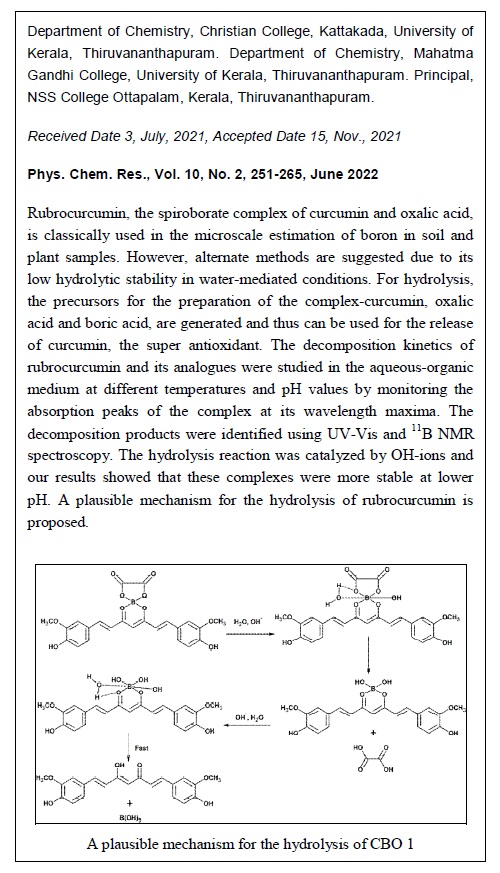 Kinetic Analysis of Hydrolytic Decomposition of Rubrocurcumin Analogues 
