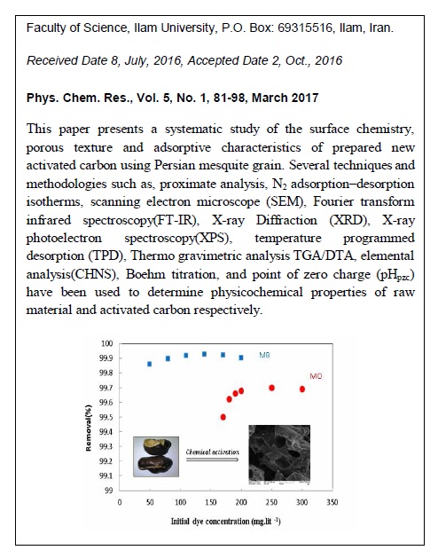 New Activated Carbon from Persian Mesquite Grain as an Excellent Adsorbent 