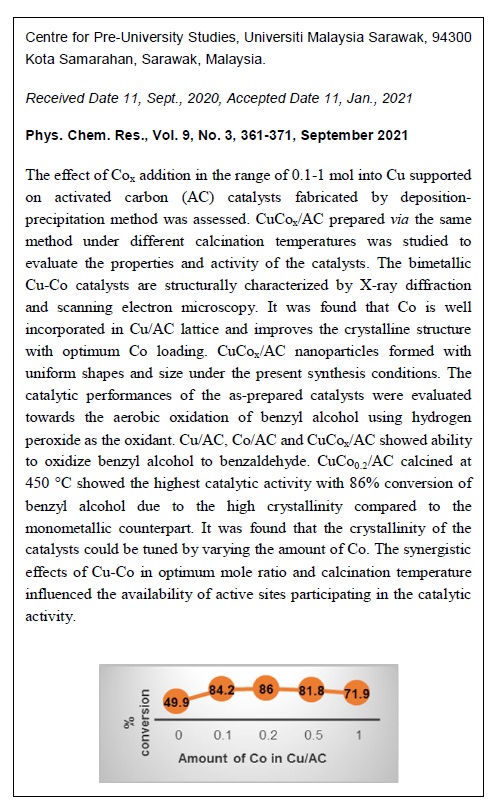 Deposition-Precipitation Synthesized CuCo/Activated Carbon Catalysts for Benzyl Alcohol Oxidation Reaction 