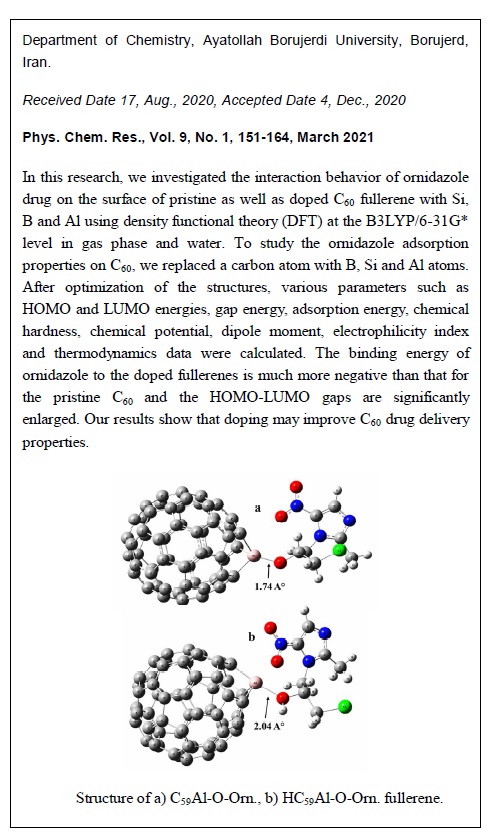 Adsorption Behavior, Electronical and Thermodynamic Properties of Ornidazole Drug on C60 Fullerene Doped with Si, B and Al: A Quantum Mechanical Simulation 